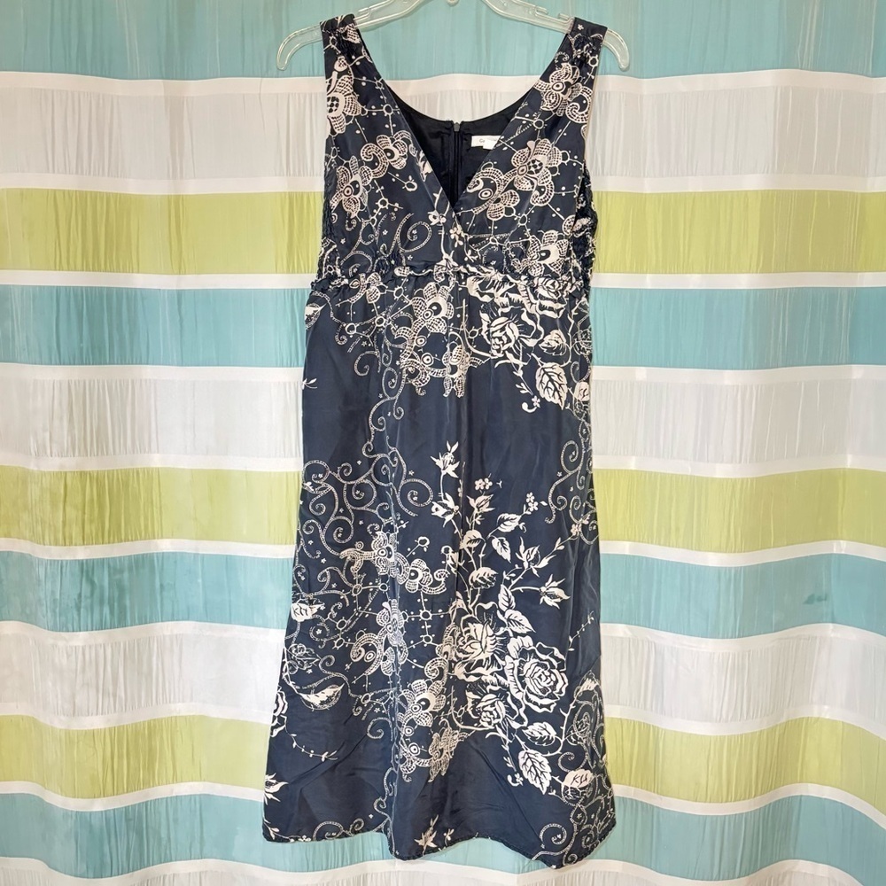 Garnet Hill Silk Floral Sleeveless Dress Midi Length Sz 6 - Picture 2 of 10